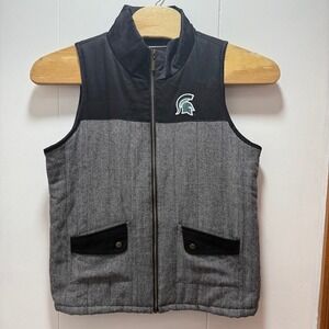 Gameday Couture Michigan State‎ Spartans Vest Women's XL Black Gray Herringbone